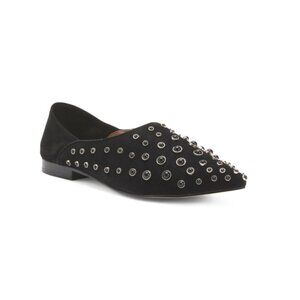 BIBI LOU Black Suede Studded Flats